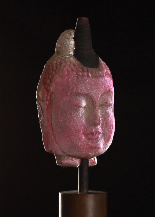 Marlene Rose (b. 1967) Head of Buddha, 2004 Sand Cast Glass and Steel Sculpture with Ushnisha