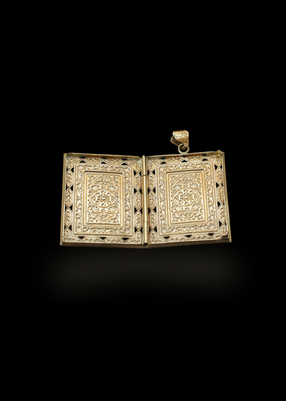 Midcentury 18kt Gold Enamled Miniature Koran/picture Locket