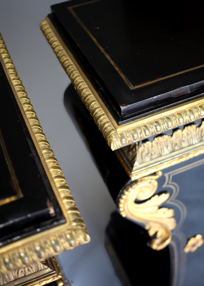 Pair Of Napoleon III Lacquered Pedestal Cabinets