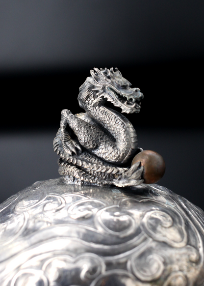 Chinese Sterling Dragon Incense Burner-form Urn