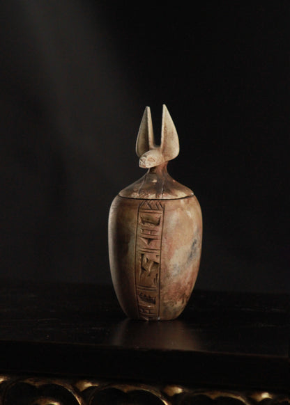 Unique Egyptian Art Set of 4 Canopic Jars Made of Limestone