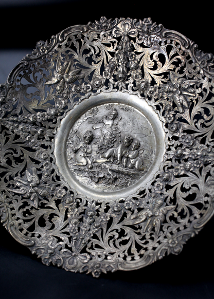 19th Century German Sterling Silver Wedding Basket