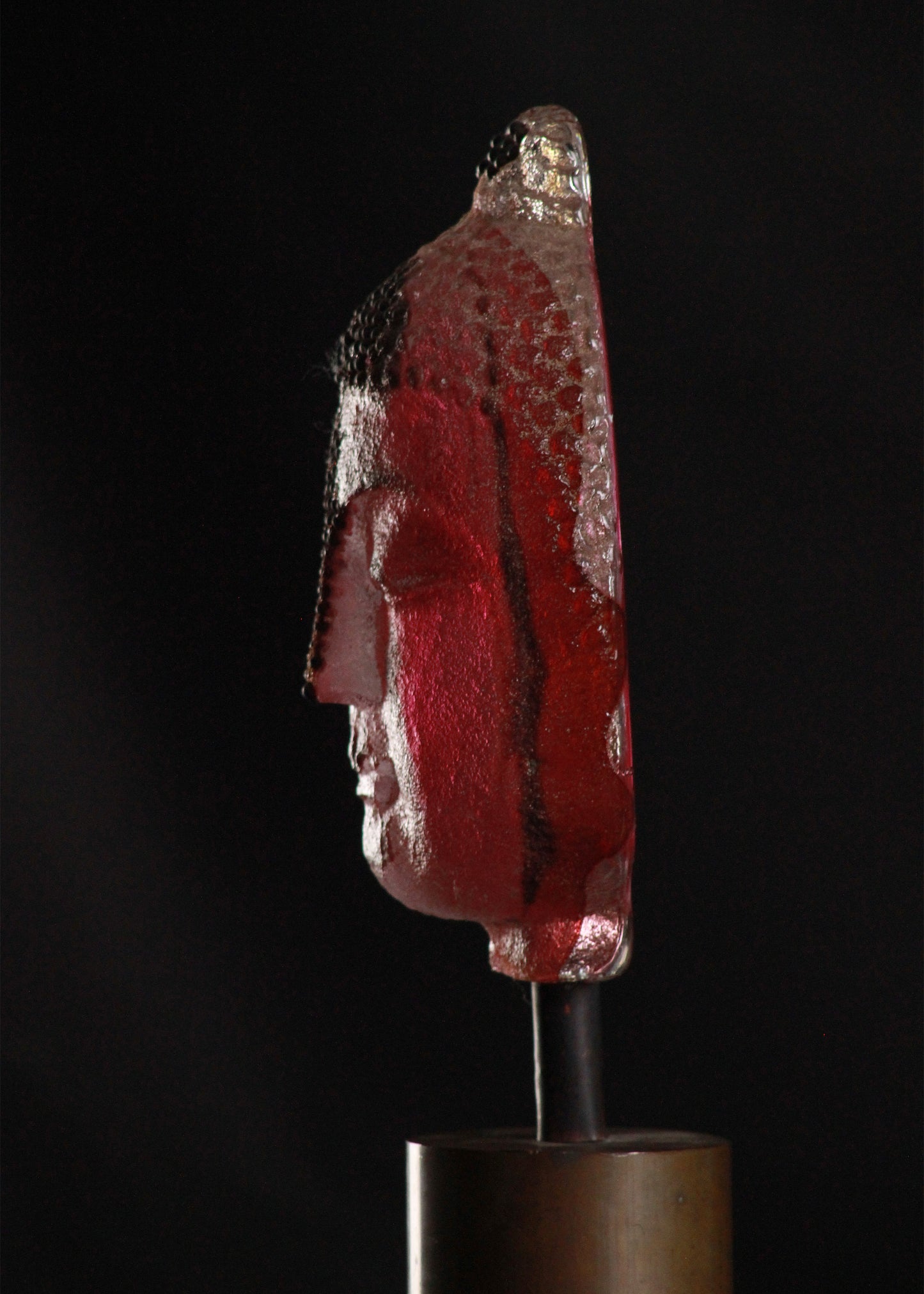 Marlene Rose (b. 1967) Head of Buddha, 2004 Sand Cast Glass and Steel Sculpture