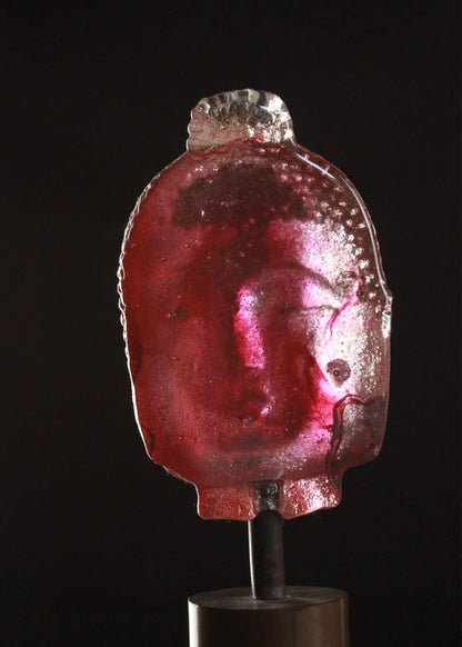 Marlene Rose (b. 1967) Head of Buddha, 2004 Sand Cast Glass and Steel Sculpture