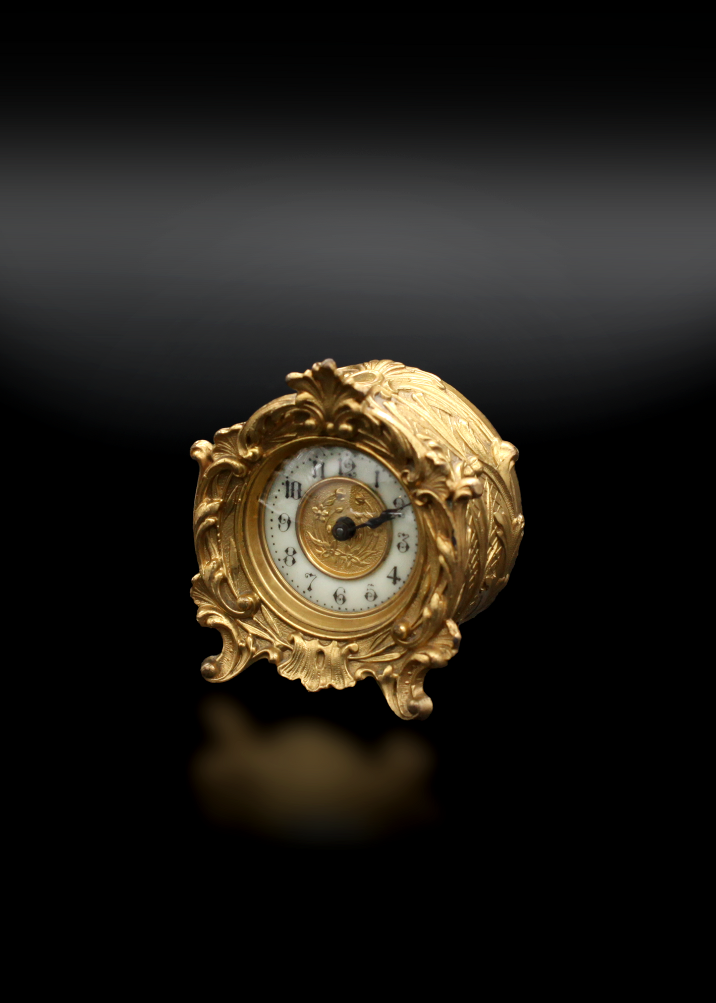 Diminuitive Antique Ansonia Gilded Bronze Clock