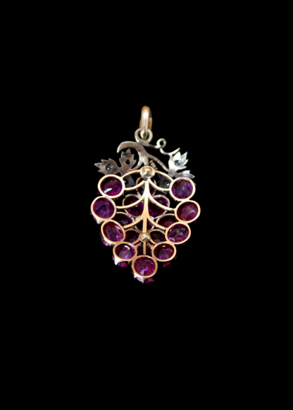Late 19th/early 20th Century Natural Ruby And Diamond Grape Cluster Pendant