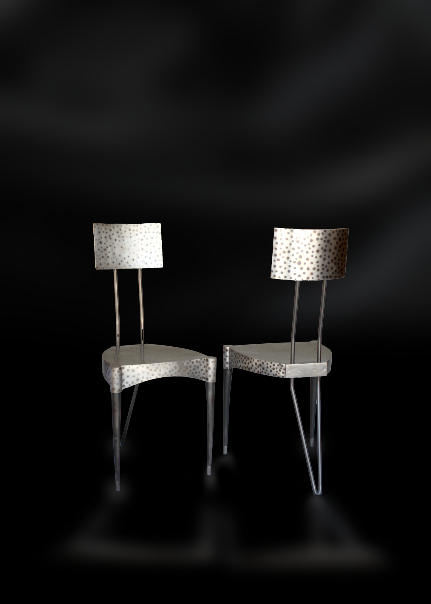 Pair Of Andre Dubreuil Grousset Hammered Steel Chairs