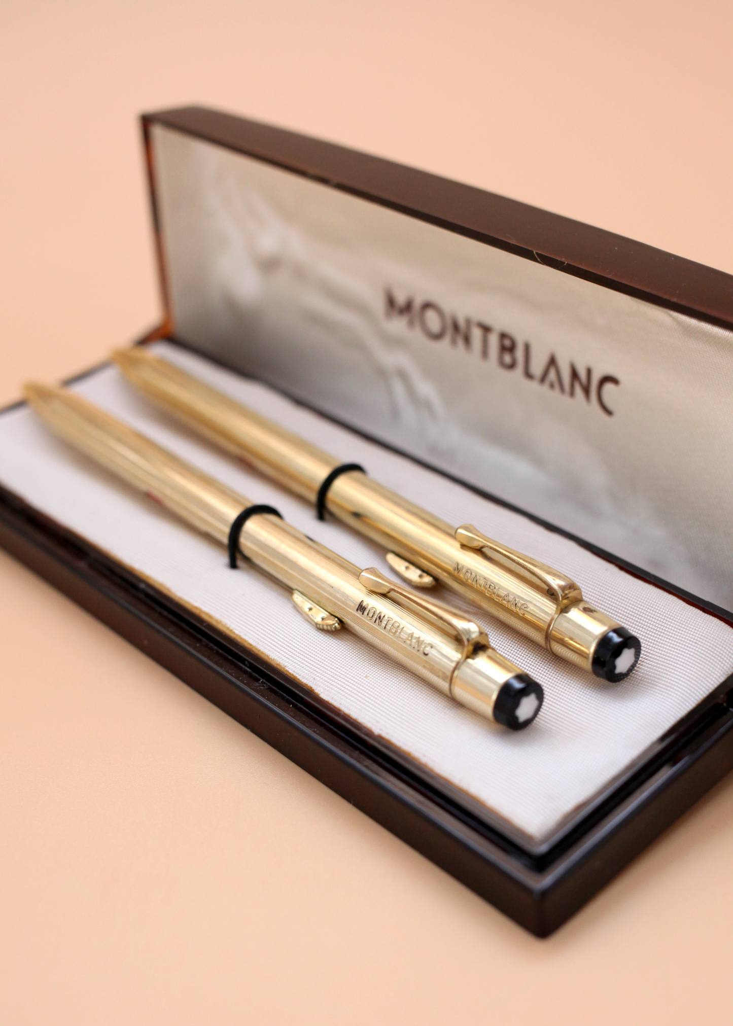 Pair Montblanc Goldplated Two Colour Ballpoint Pens