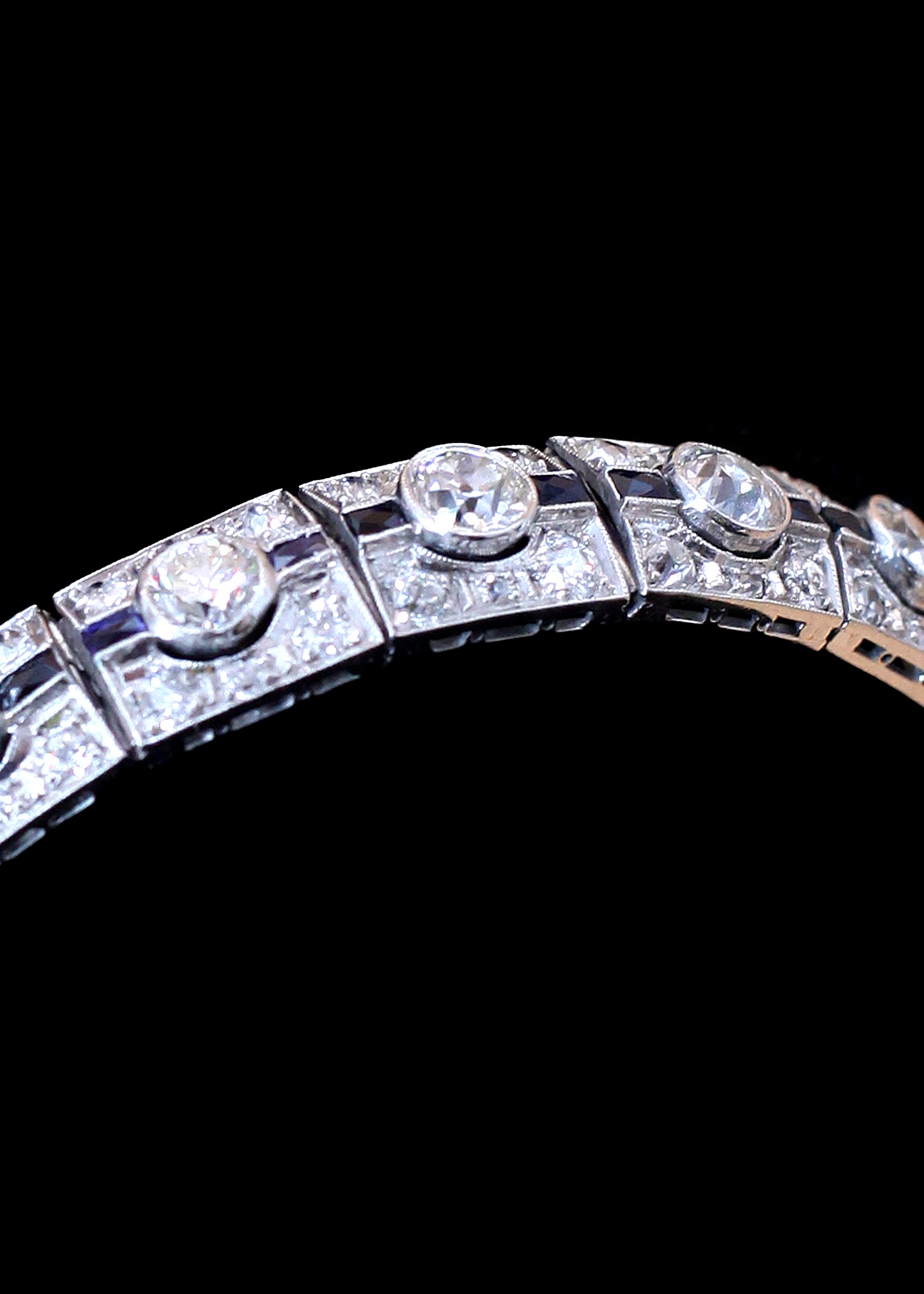 Ladies Art Deco Platinum, Diamond And Sapphire Bracelet