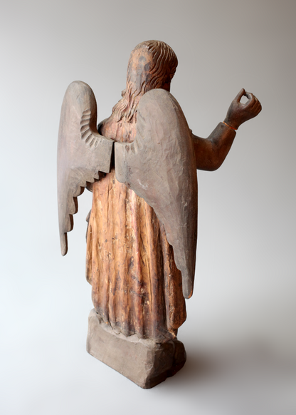 Guatemalan Carved Wood Altar Figure Of Angel (Gabriel), 18th Century