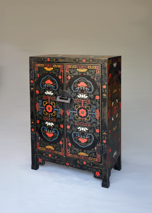 Chinoiserie Hand Painted Lacquered Cabinets (Pair)