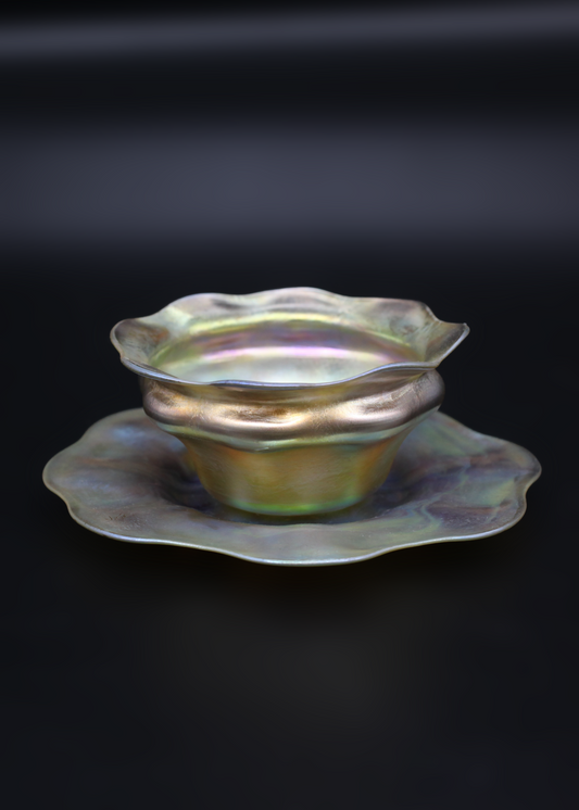 Tiffany Favrile Art Glass Bowl & Underplate