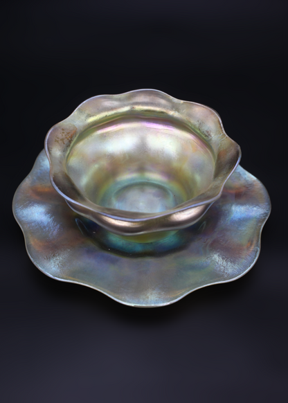 Tiffany Favrile Art Glass Bowl & Underplate